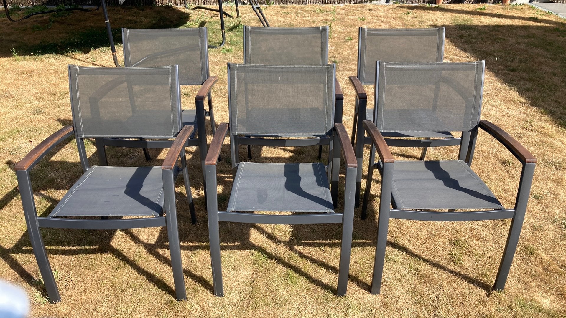 Gebruikte terrasstoelen in goede staat, Tuin en Terras, Tuinstoelen, Ophalen, Gebruikt, Aluminium, Stapelbaar