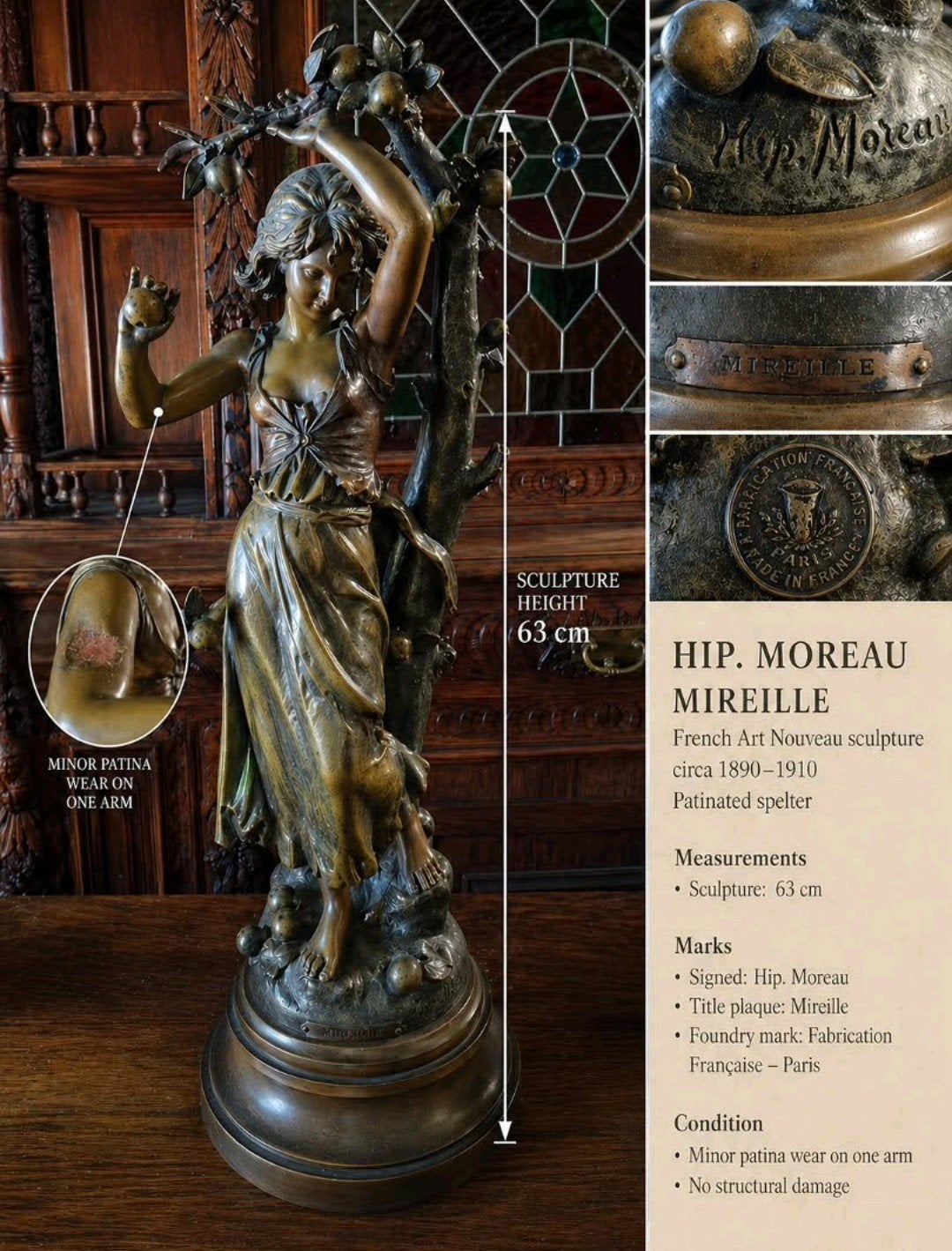 Art Nouveau bronzen beeld, Ophalen
