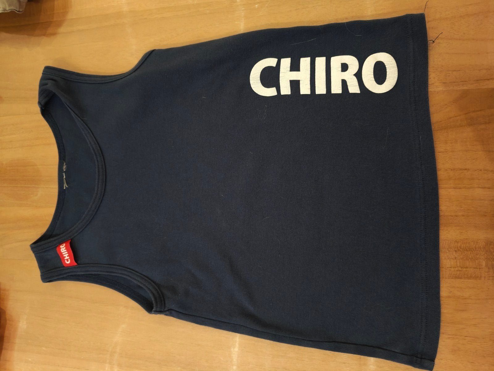 chiro blauw t-shirt maat 128 / 8 jaar, Zo goed als nieuw, Chiro, Jongen, Ophalen