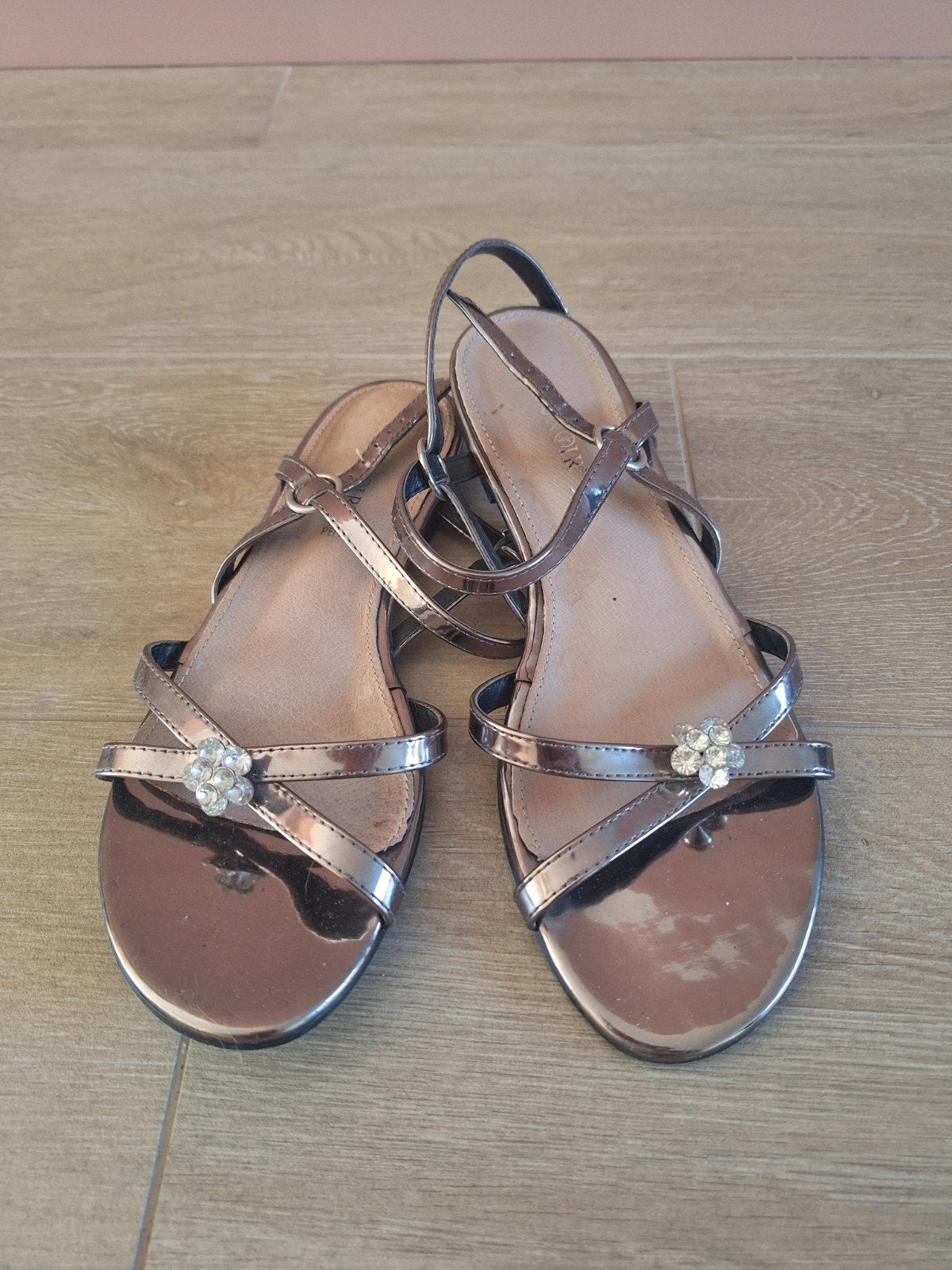 Sandales à strass, Enlèvement ou Envoi, Cafènoir, Brun, Porté