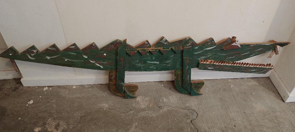 Sculpture Crocodile Géante en Bois-Art Brut & Vintage,165cm, Antiquités & Art, Enlèvement, Fait main, Bois, Autres types