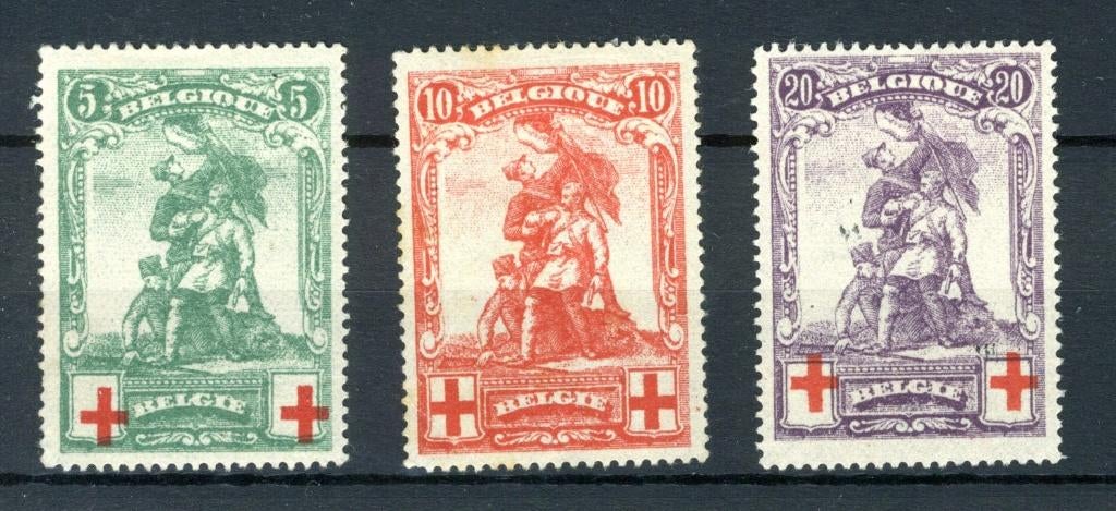 (B) 126/128 MH 1914 - Au profit de la Croix-Rouge - 1, Trace d'autocollant, Enlèvement ou Envoi, Non oblitéré, Croix-Rouge
