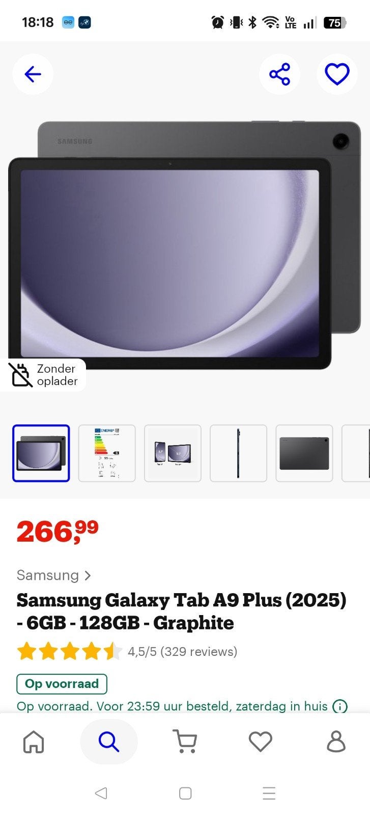 Galaxy tab a9+, Computers en Software, Android Tablets, Ophalen, Wi-Fi, 128 GB