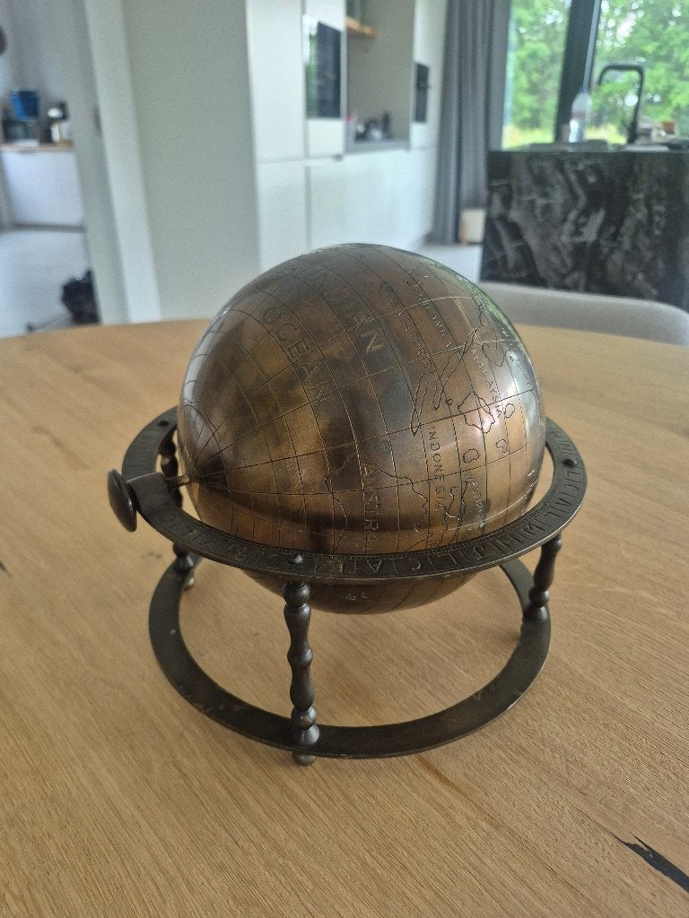 Antieke wereldbol in koper, Maison & Meubles, Accessoires pour la Maison | Globes, Enlèvement, Comme neuf, Globe terrestre antique
