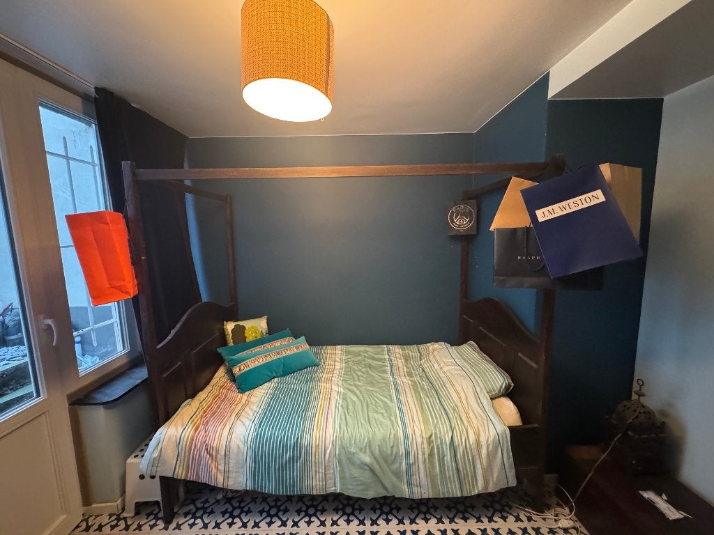 Prachtig handgemaakt Ghanees hemelbed, Huis en Inrichting, Slaapkamer | Bedden, Ophalen, Gebruikt, Eenpersoons, Bruin