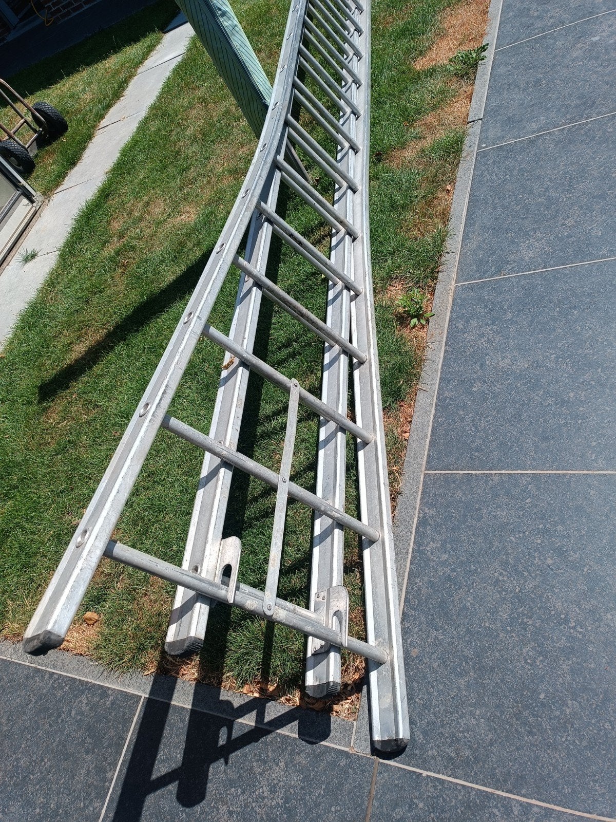 Aluminium ladder 2x18 treden, kan in A stand gewerkt., Ophalen of Verzenden, Ladder