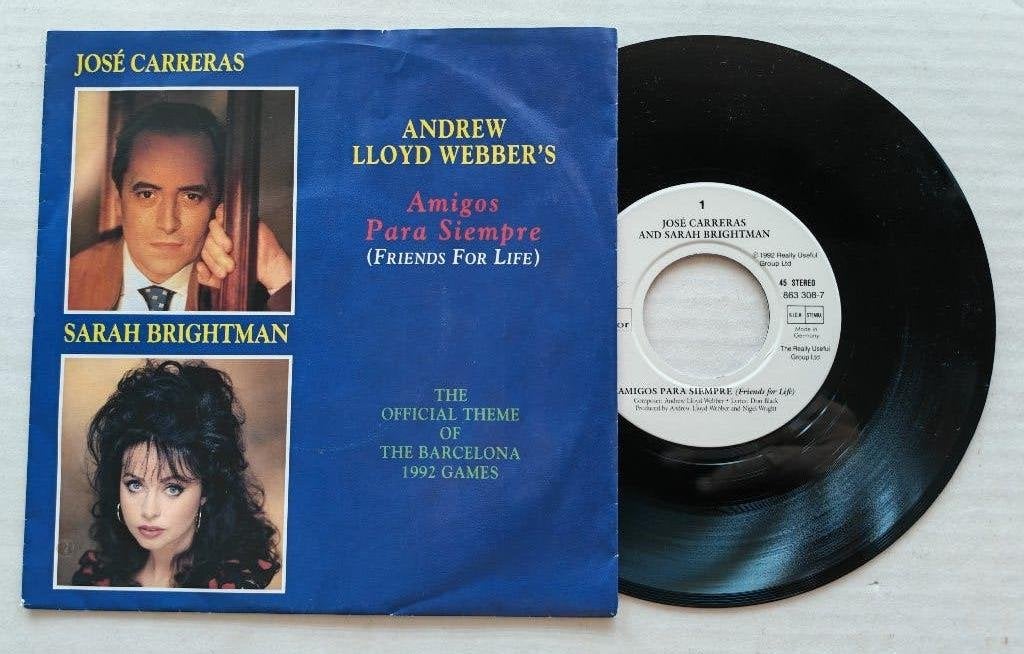 JOSE CARRERAS/SARAH BRIGHTMAN - Amigos para siempre (45t), Enlèvement ou Envoi, Comme neuf, 7 inch, Pop