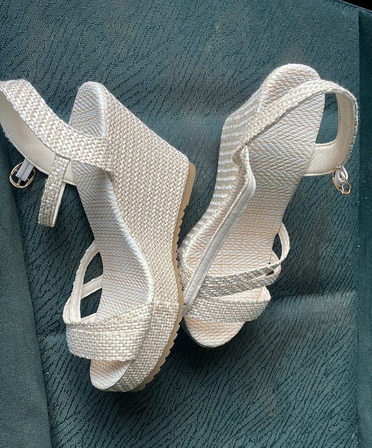 Espadrilllesandalen voor dames (37) bekroond platform, Espadrilles, Wit, Ophalen of Verzenden, Zo goed als nieuw