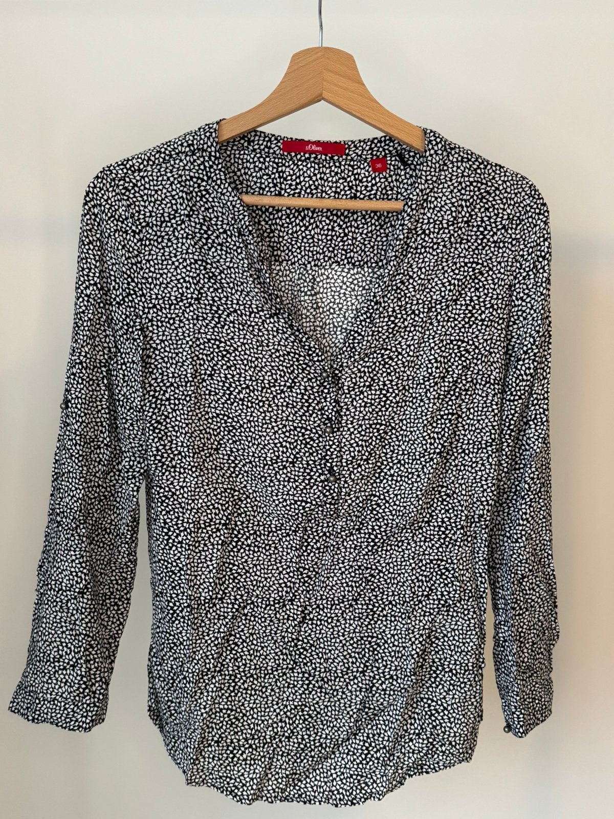 s.Oliver zwart-witte blouse maat 36, Kleding | Dames, Ophalen of Verzenden, Zo goed als nieuw, Maat 36 (S), Zwart