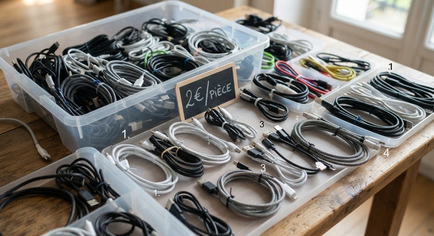 câbles de recharge USB (plusieurs types et longueurs), Articles professionnels, Enlèvement
