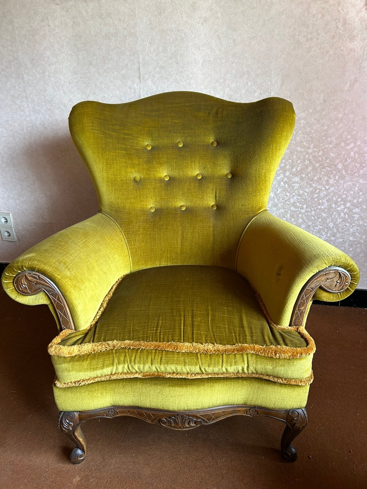Vintage 3-delige salonset – 3-zitsbank + 2 fauteuils – groen, Antiek en Kunst, Ophalen of Verzenden