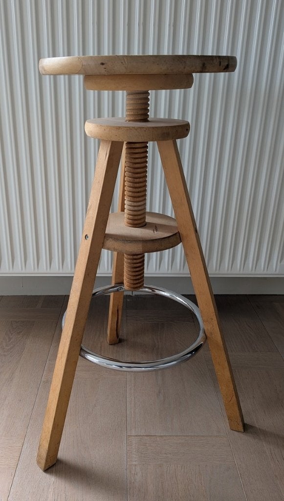Iconische 1990s vintage houten Ikea Ringo verstelbare kruk, Huis en Inrichting, Ophalen of Verzenden