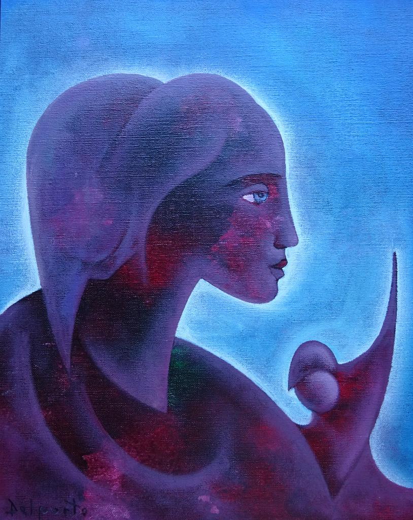 Charles Delporte,  La Muse '96,   50 x 40 cm,  doek, Antiek en Kunst, Ophalen of Verzenden