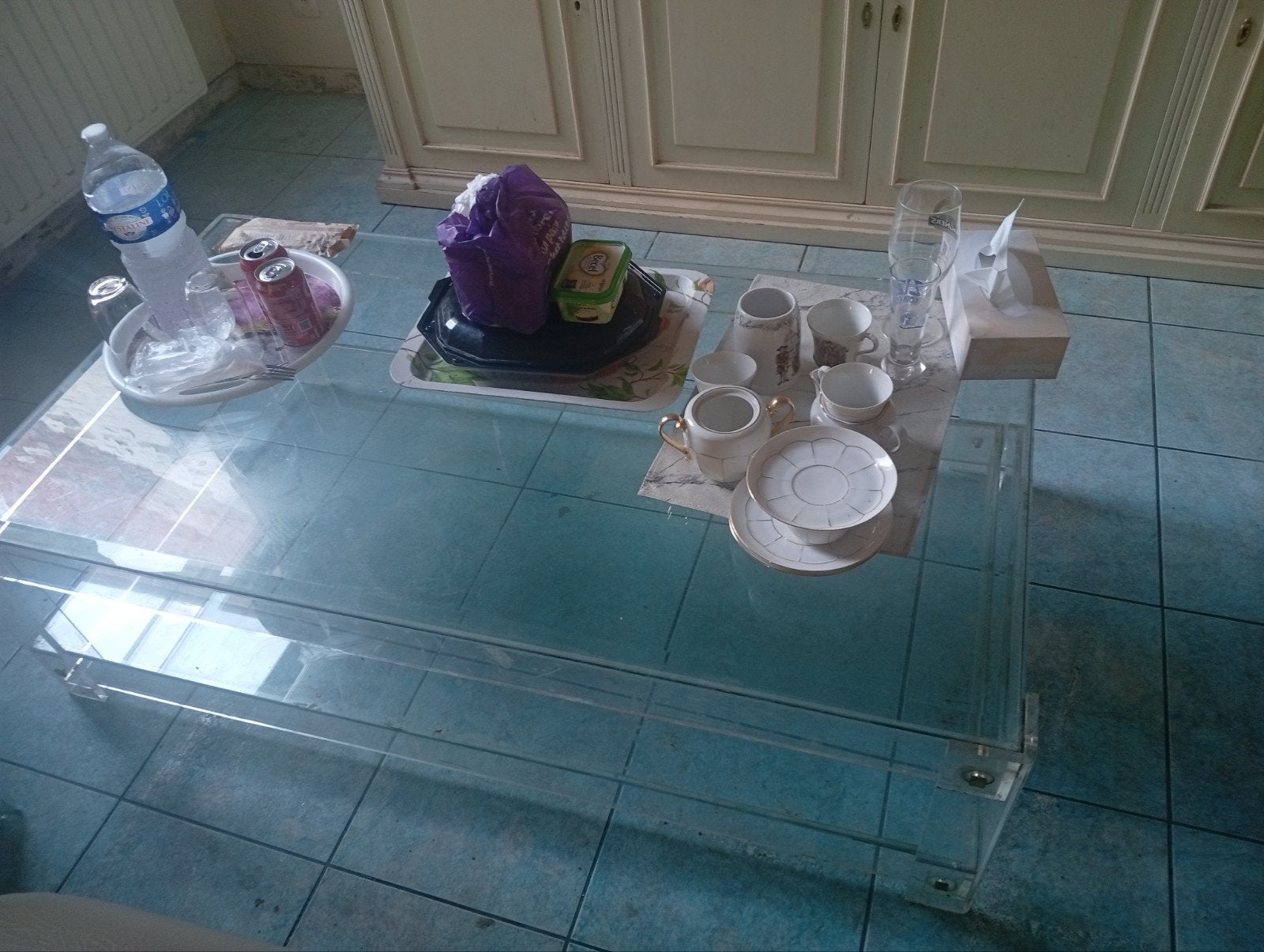 Table en vitre à vendre en bon état €45, Enlèvement, Utilisé