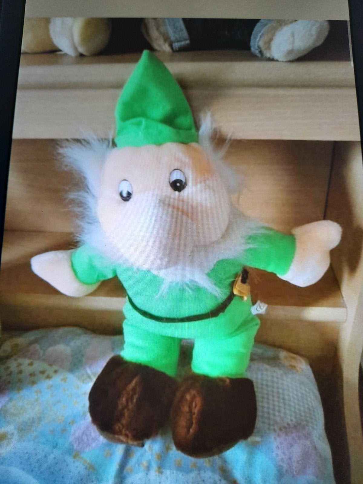 Peluche "personnage vert imaginaire" avec barbe et cheveux, Comme neuf, Vert, Autres types, Lavable