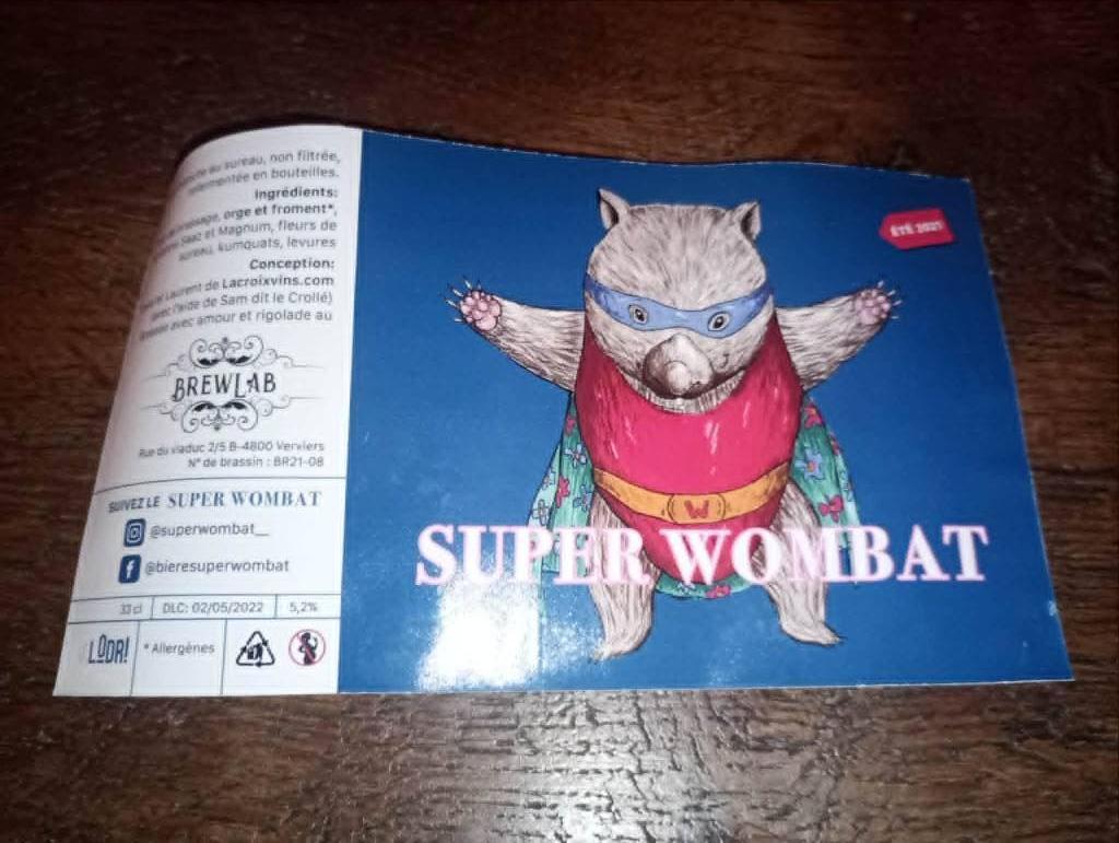 Brasserie bière étiquette Super Wombat, Enlèvement ou Envoi, Utilisé, Panneau, Plaque ou Plaquette publicitaire, Autres marques