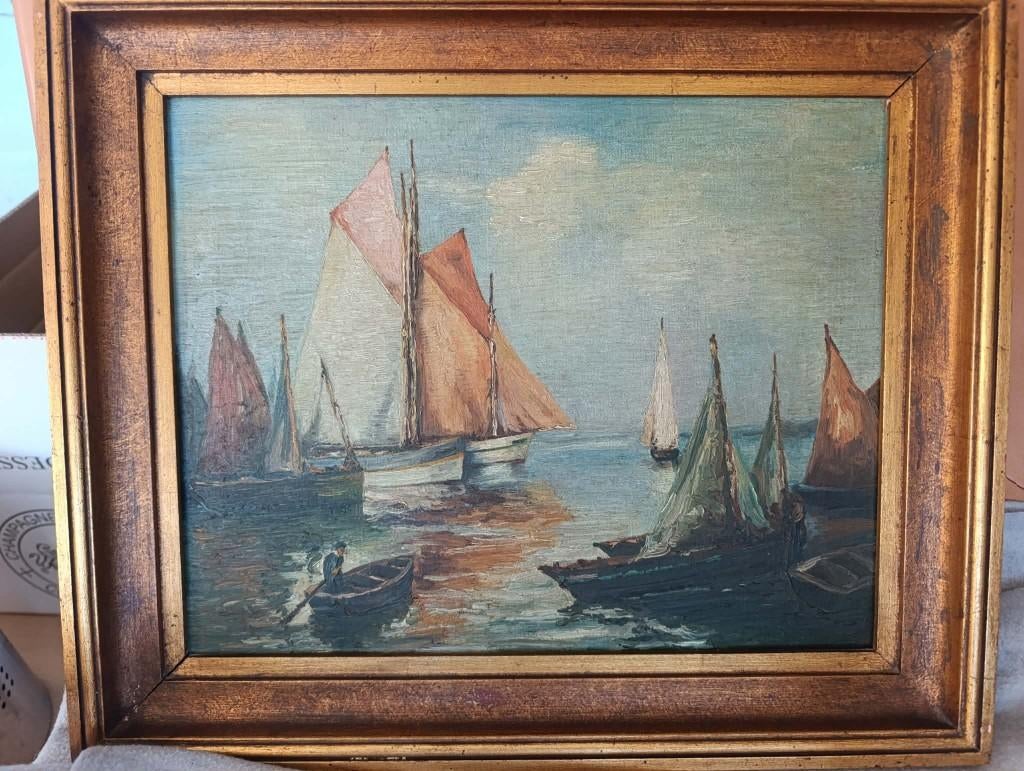 Paire d’huiles sur toile – Scènes marines,Peche Encadrées, Enlèvement