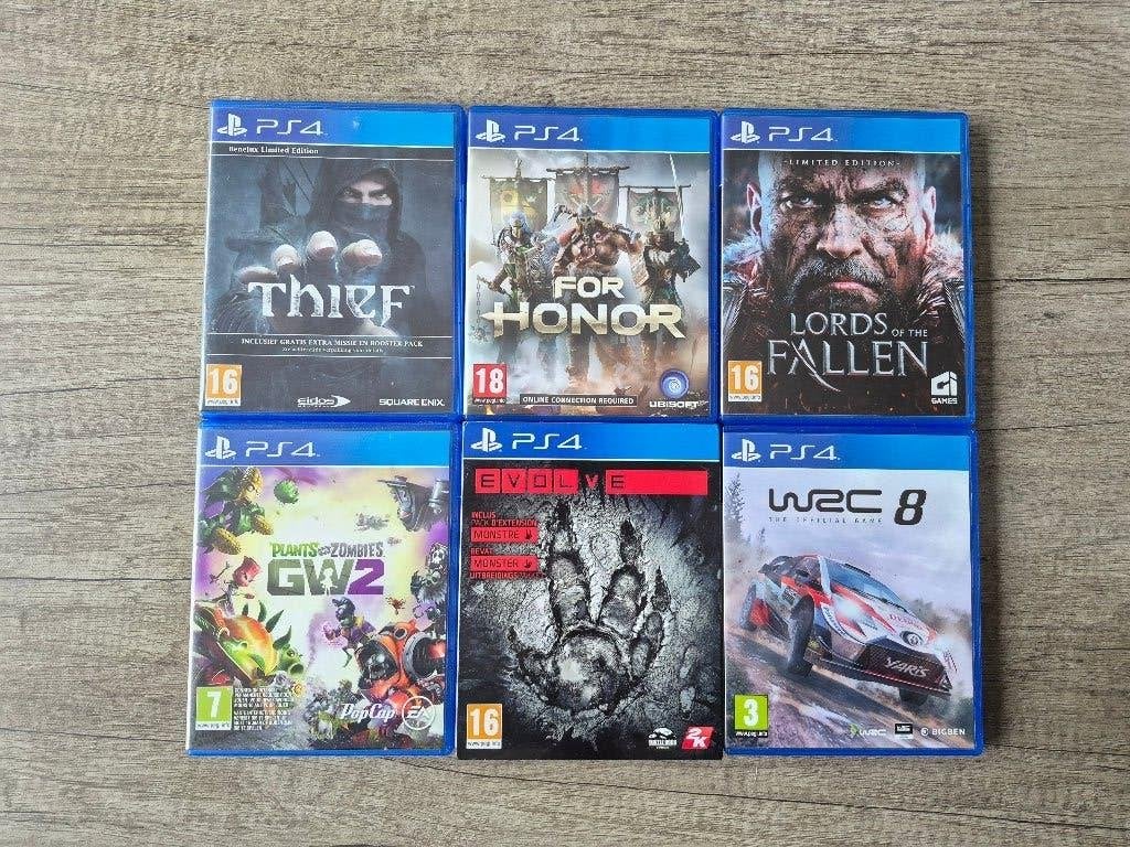 PS4 Games Bundel (6x): WRC 8, For Honor, Thief,..., Online, Enlèvement ou Envoi, 2 joueurs, À partir de 12 ans