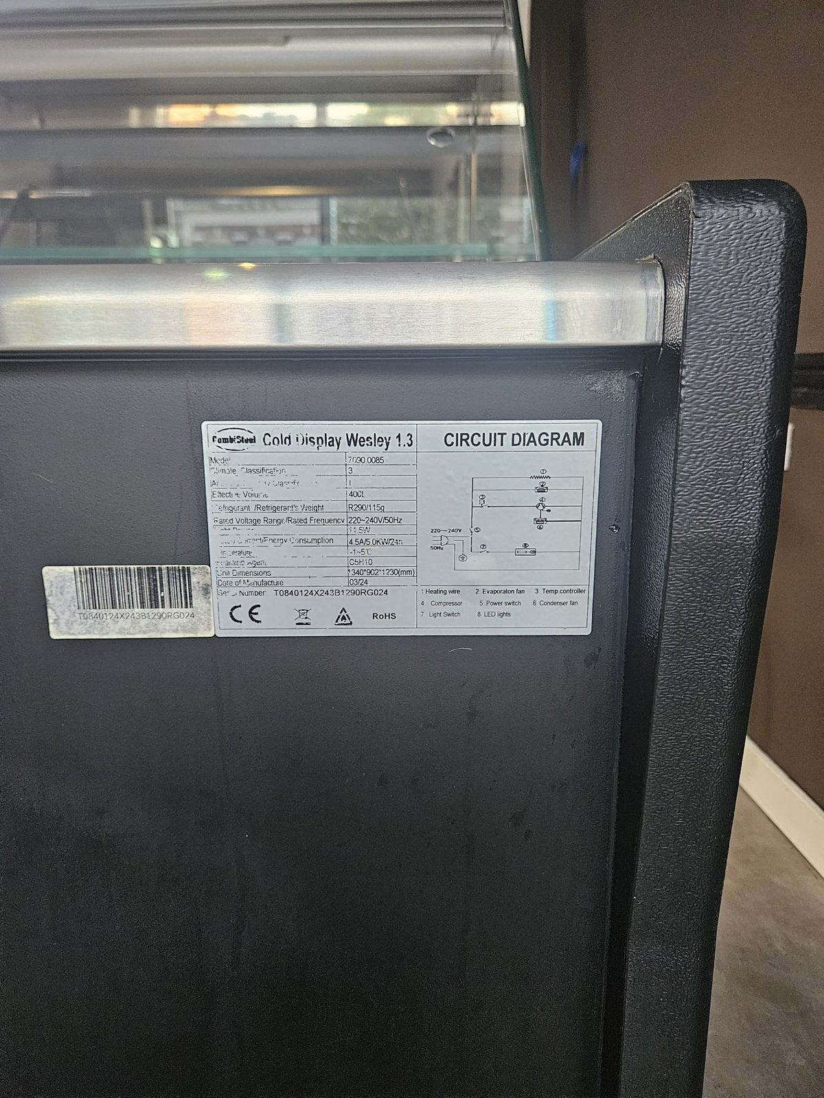 Combisteel koelvitrine, Ophalen, Gebruikt, Koelen en Vriezen