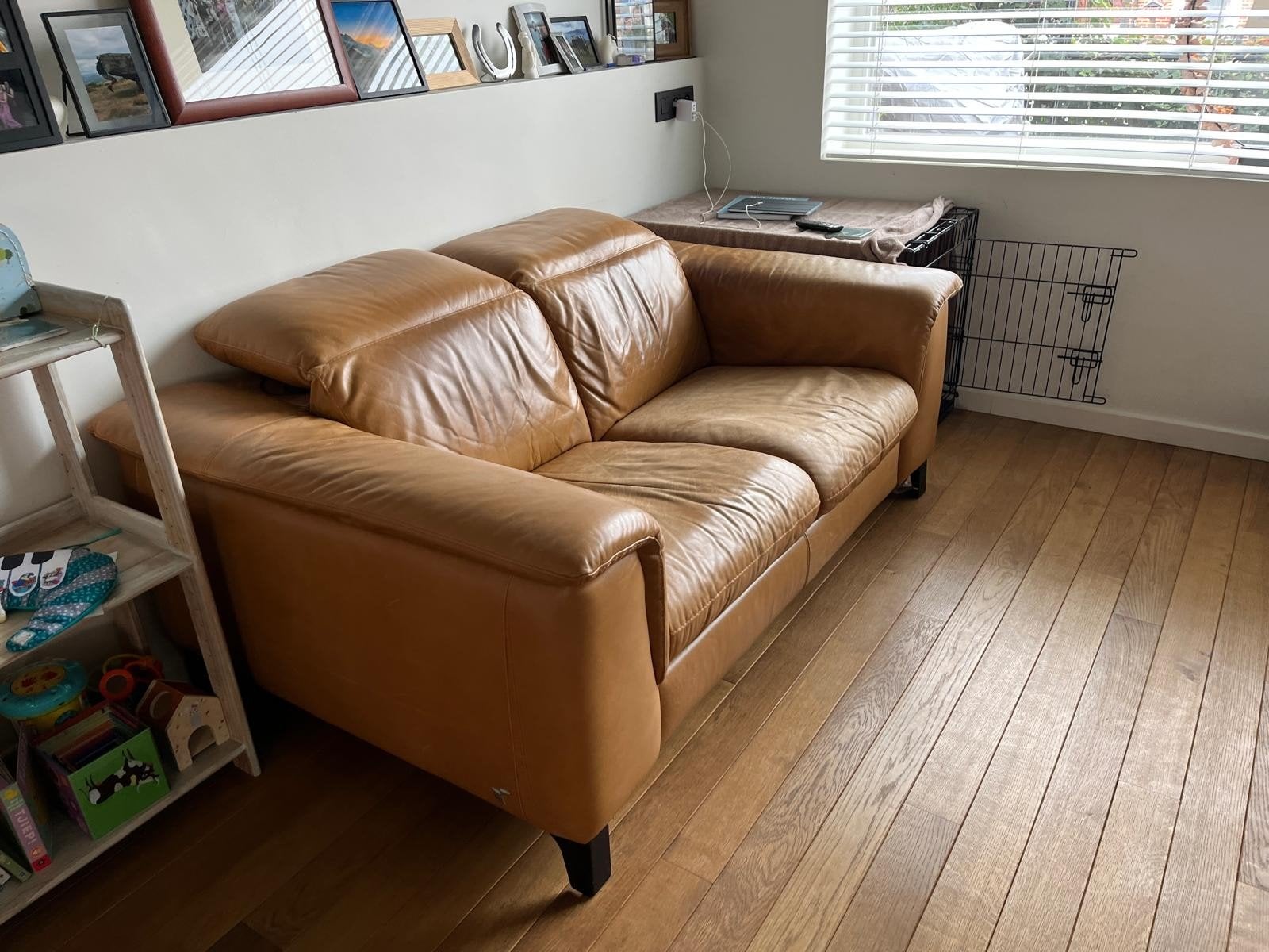 Leren zetel tweezit, 100 à 125 cm, Enlèvement, Utilisé, 150 à 200 cm