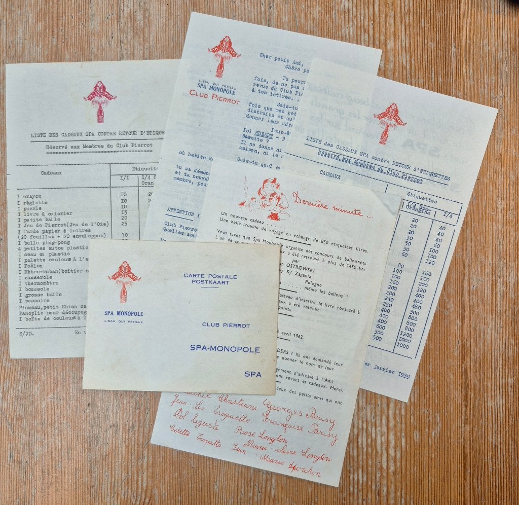 Petit lot courrier Club Pierrot Spa Monopole 1950s/60s, Ophalen of Verzenden, Gebruikt, Overige typen