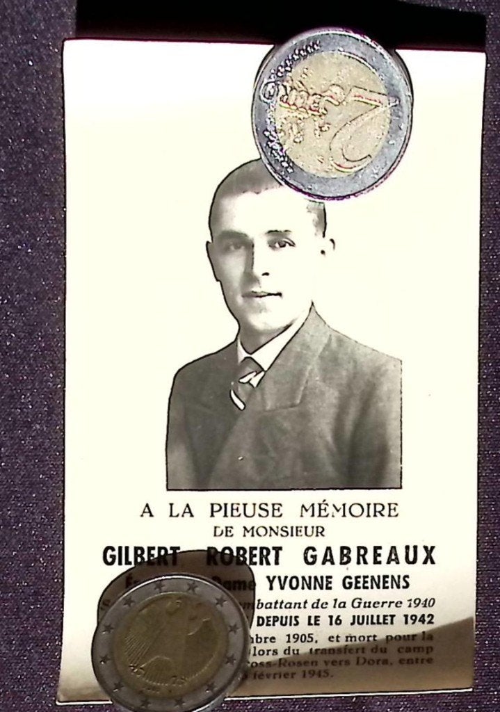 prisonnier politique de la 2GM, Gilbert Robert Gabreaux, Enlèvement ou Envoi, Image pieuse