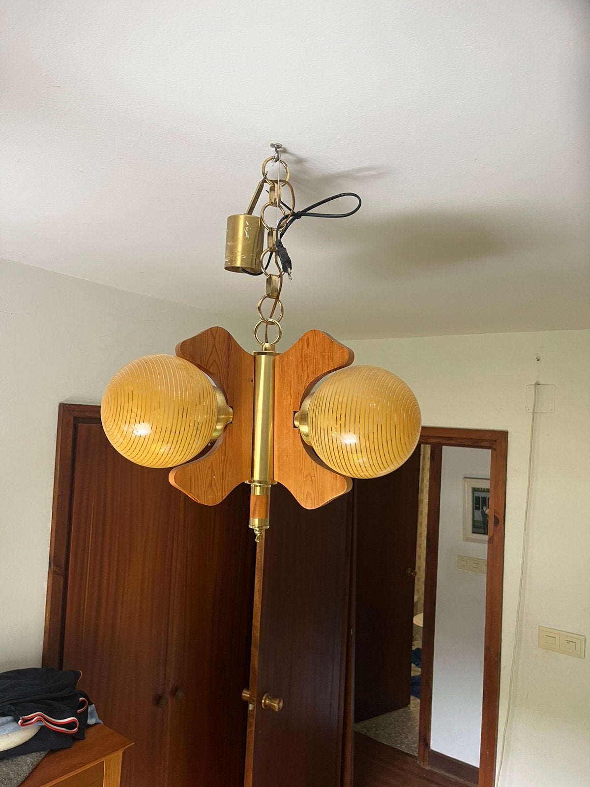Epace age sputnik lamp 60-70, Ophalen, Zo goed als nieuw, Hout