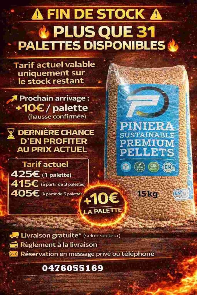 Pellet 100% resineux par palette  paiement a la livraison, 6 m³ ou plus, Envoi, Autres essences de bois, Bûches