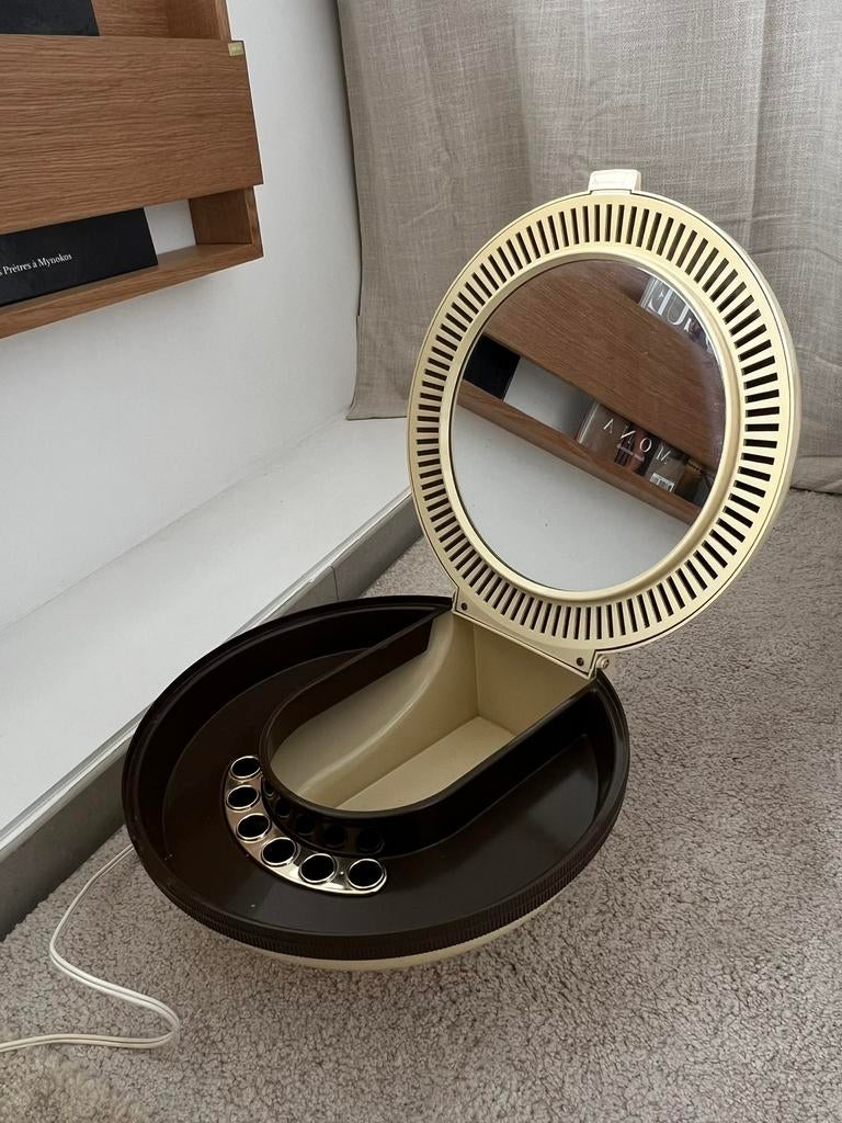 Miroir maquilleuse rétro vintage - années 70 Flair Holland, Enlèvement ou Envoi, Comme neuf, Rond