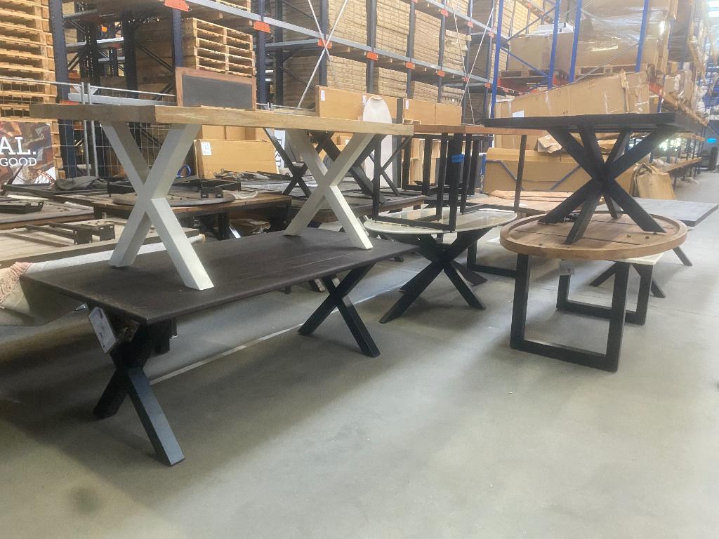 PARTIJ MASSIEF STALEN BAR, TAFELPOTEN en HOUTEN BLADEN