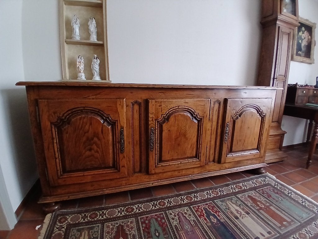 zware eiken dressoir en bordenkast, Ophalen, Gebruikt, Eikenhout, Met deur(en)