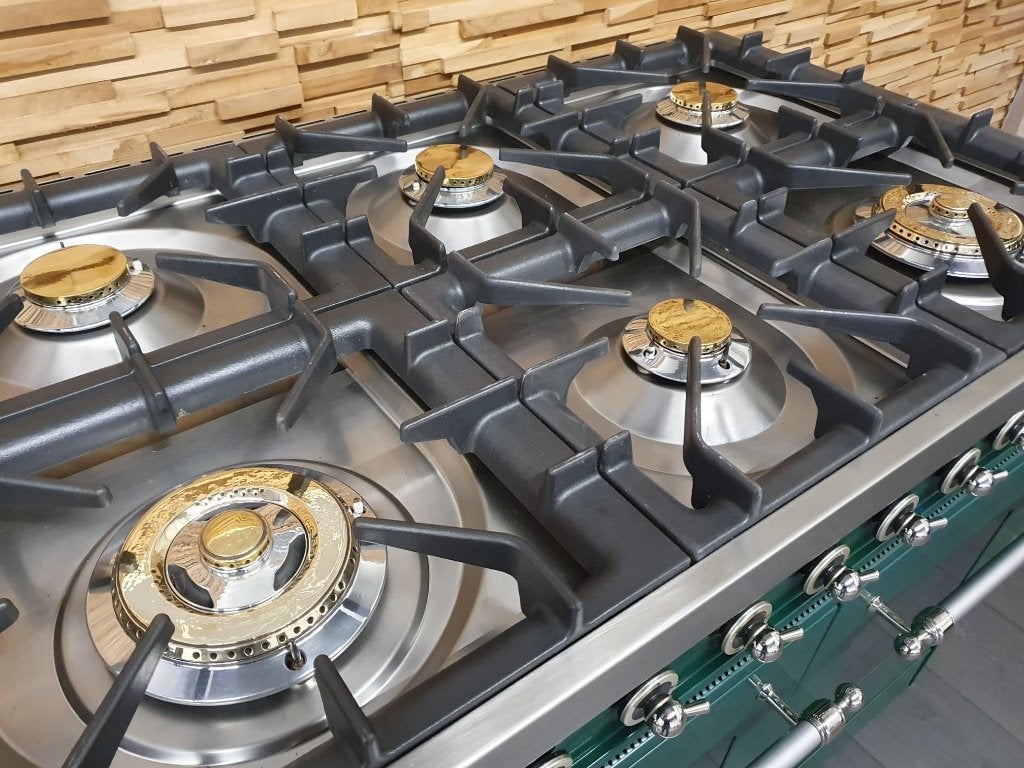 🔥Boretti Fornuis 100cm GROEN & rvs 6 pits 2 ovens, Gaz, Classe énergétique A ou plus économe, Comme neuf, Enlèvement