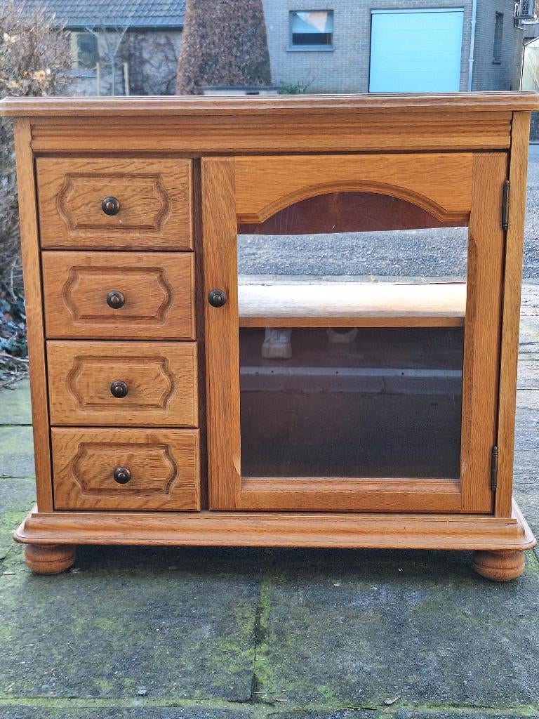Meuble TV ancien en chêne massif, Maison & Meubles, 25 à 50 cm, Vintage, antiek, Moins de 100 cm, Enlèvement
