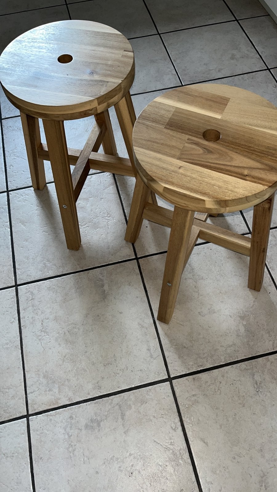Ikea Krukjes met kussentje SKOGSTA acacia hout, Ophalen, Zo goed als nieuw, Hout