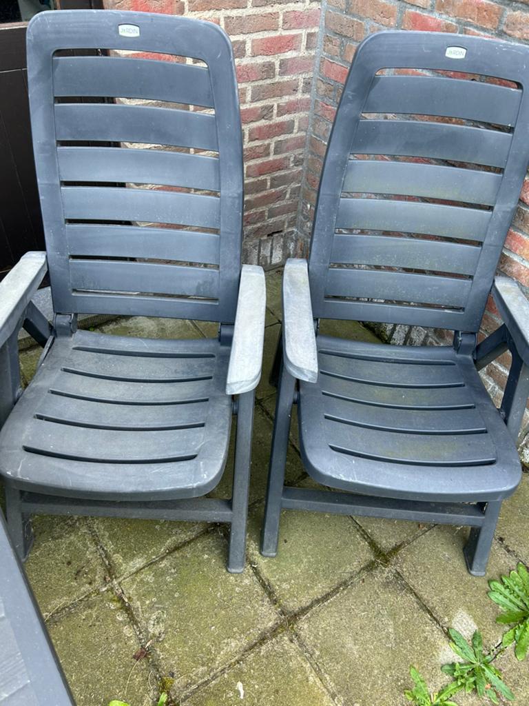 2 tuinstoelen merk jardin, Tuin en Terras, Ophalen, Gebruikt, Kunststof, Inklapbaar