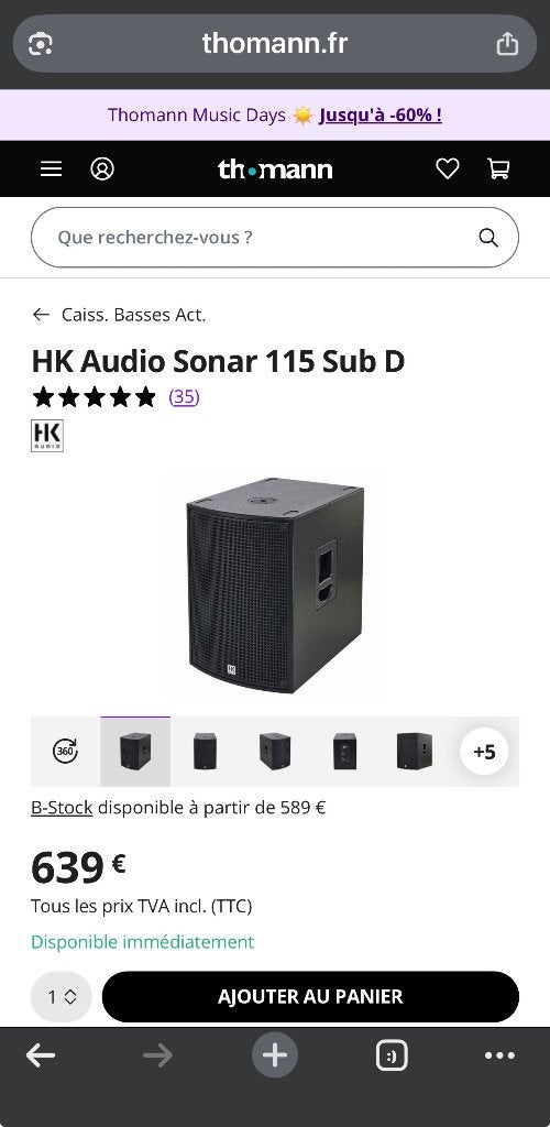 caisson basse hk audio NEUF !!!!!, Neuf, Autres marques, Subwoofer, Enlèvement