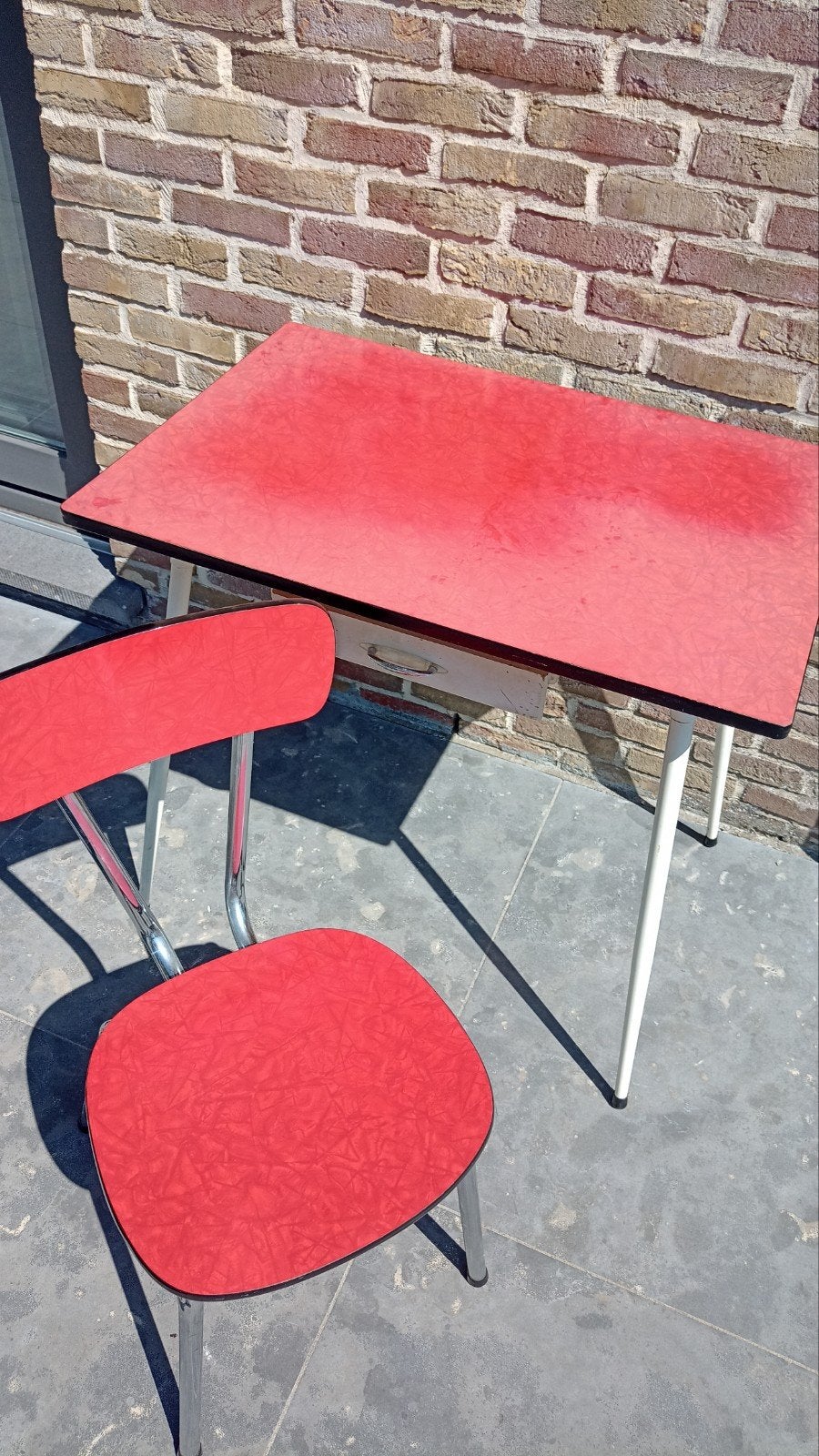 Vintage tafeltje met lade en stoel, Antiek en Kunst, Ophalen