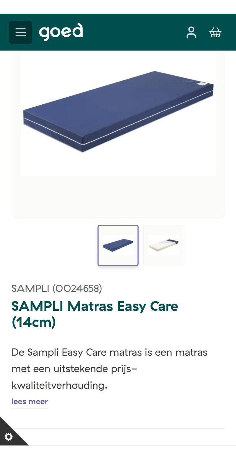 Matras 85*195 geschikt voor zorgbed, Ophalen, Nieuw, Eenpersoons, Matras
