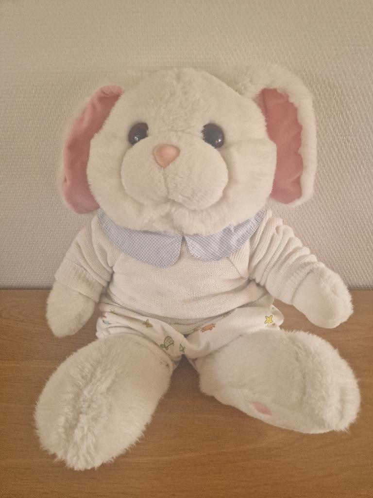 Peluche lapin blanc - Parfait état, Enlèvement ou Envoi, Avec vêtements ou accessoires, Lapin, Blanc
