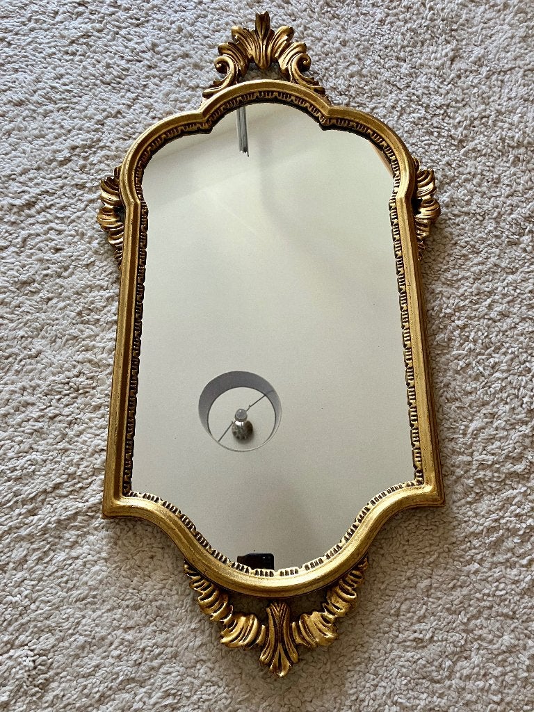 Prachtige Vintage Gouden Kuifspiegel – Barok / Rococo Stijl, Ophalen, Gebruikt, Minder dan 100 cm, Ovaal