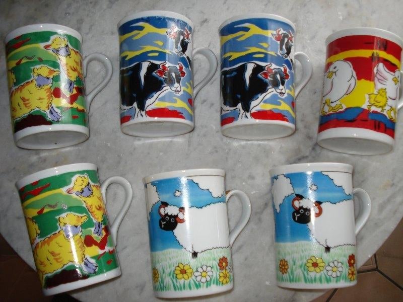 7 nieuwe koffiemokken, Ophalen, Nieuw, Porselein, Kop(pen) en/of Schotel(s)