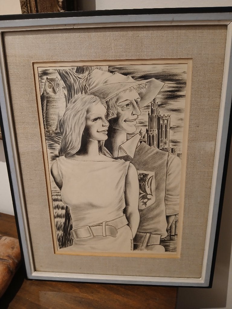 dessin, Antiquités & Art, Enlèvement ou Envoi, Dessin, Dessin au crayon, Signé