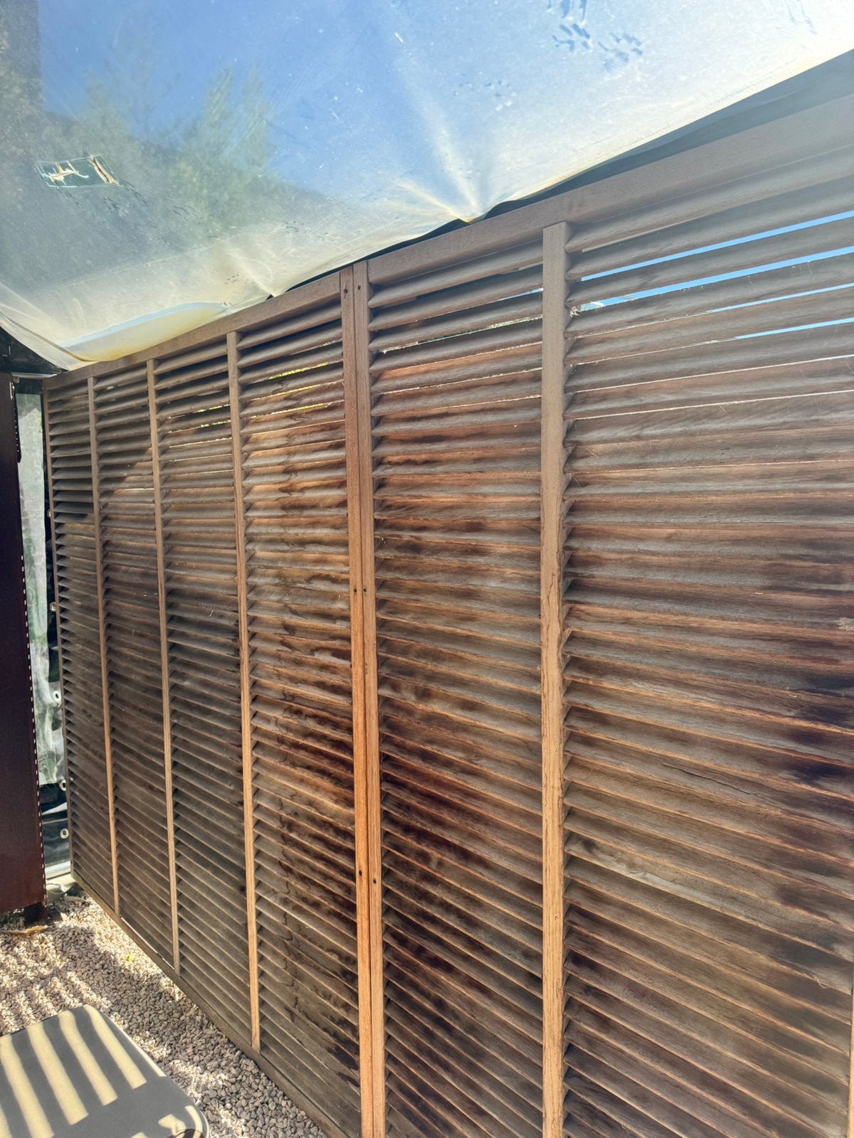 2 louvreschermen hardhout, Jardin & Terrasse, Enlèvement, Utilisé, 1 à 2 mètres, Moins de 3 mètres