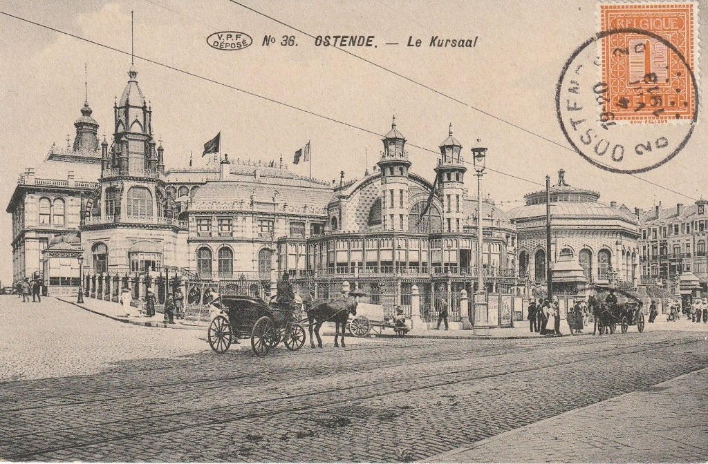 Postkaart Oostende Kursaal , gelopen 1920, Verzenden