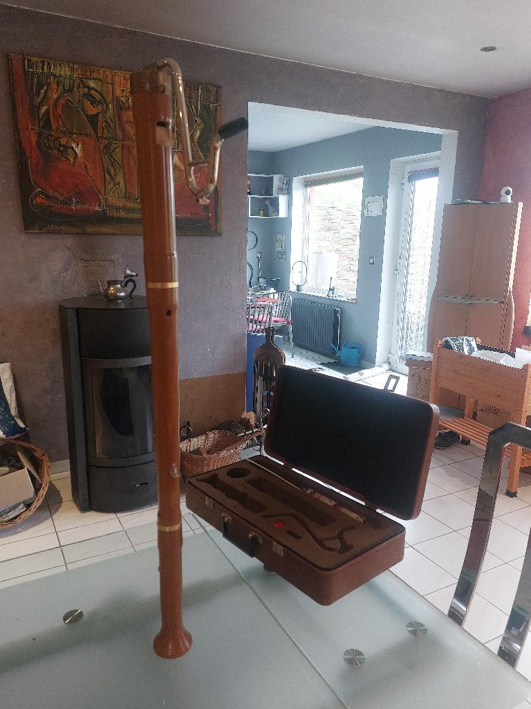 flûte à bec basse Moeck - érable - avec goupillon et étui, Enlèvement, Comme neuf, Basse, Avec valise, étui ou housse
