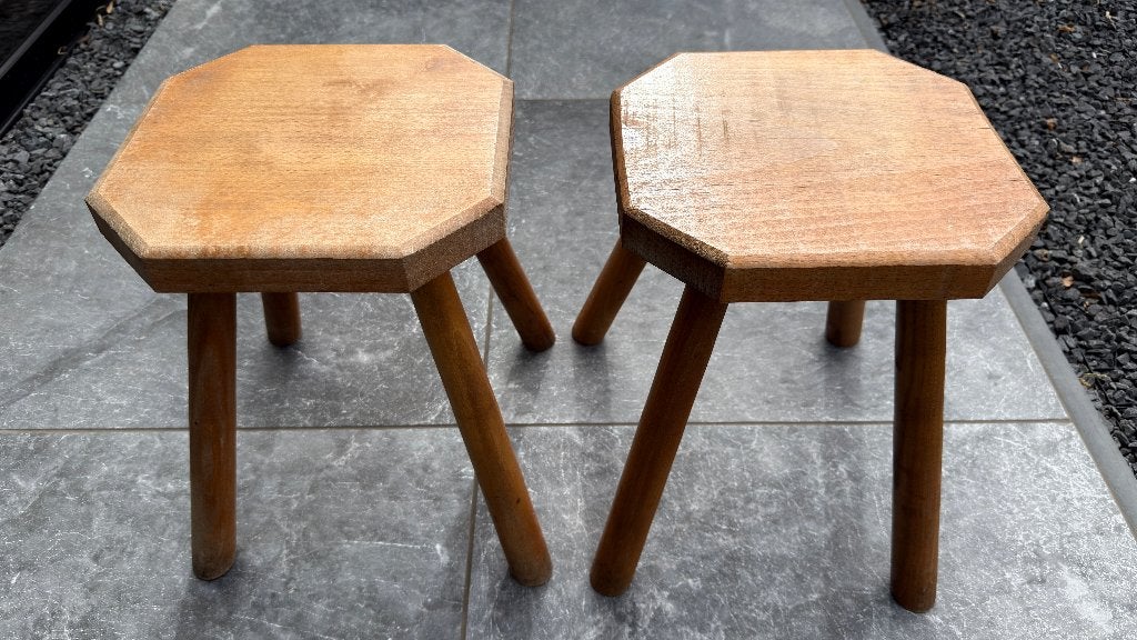 Magnifique ensemble de 2 chaises à lait vintage en bois, Enlèvement ou Envoi, Comme neuf, Bois