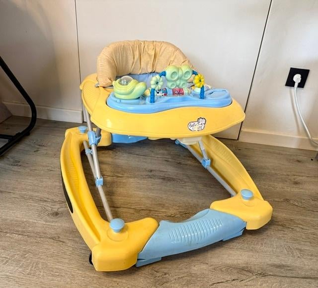 Bébé Confort Loopstoeltje – Geel/Blauw – Met speelblad, Ophalen, Gebruikt
