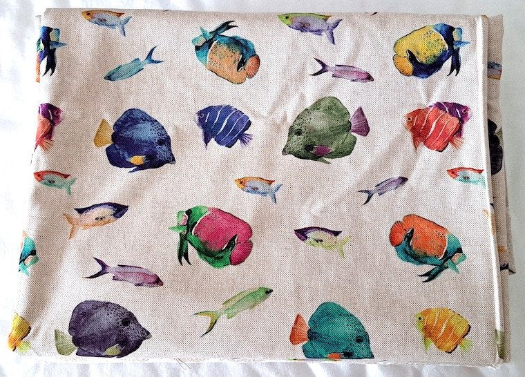 Nieuwe lap stof "Gekleurde vissen" 140x200, Enlèvement ou Envoi, Neuf, Multicolore