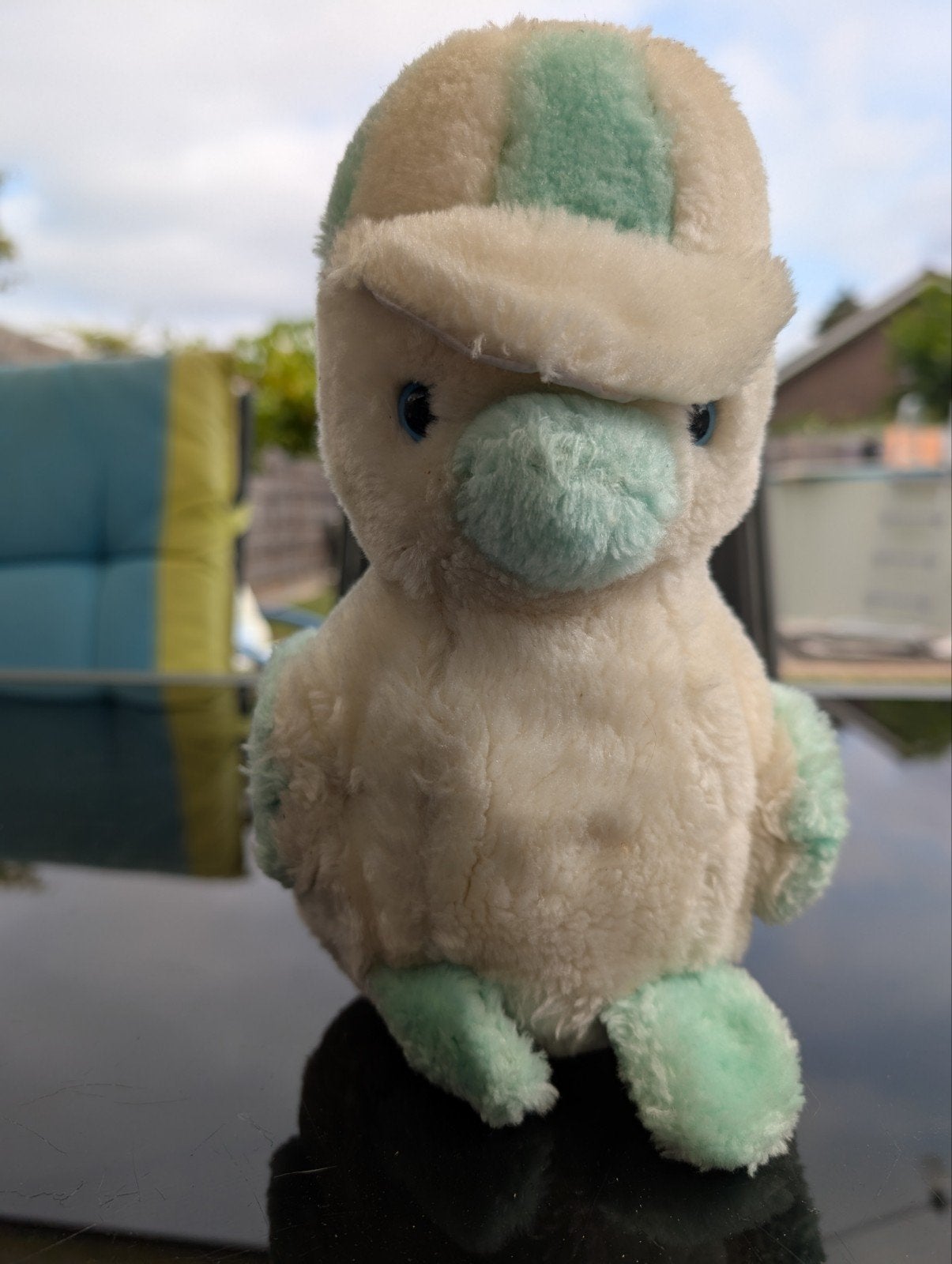 Knuffel eend met pet, Verzamelen, Beren en Cherished Teddies, Ophalen of Verzenden, Zo goed als nieuw, Overige typen, Overige merken