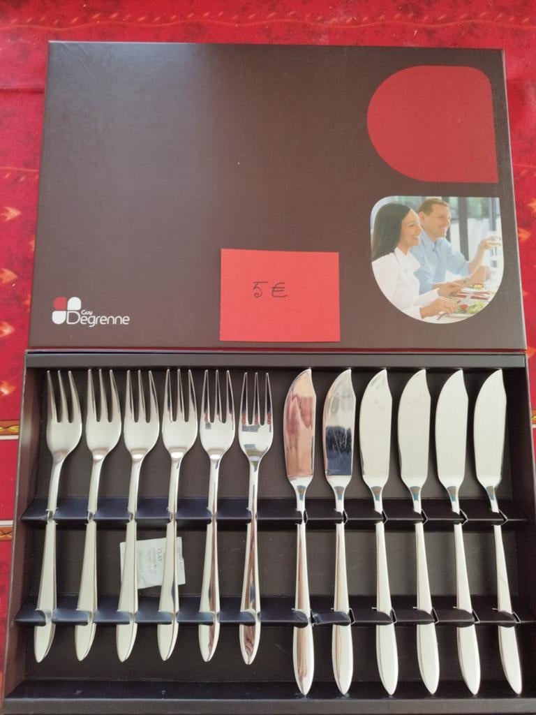Lot couverts à poisson, Zo goed als nieuw, Inox of Chroom, Bestekset, Vaatwasserbestendig